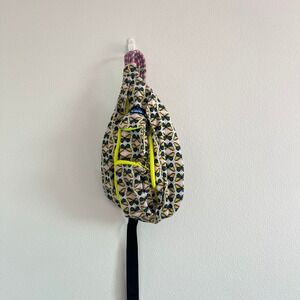 KAVU Original Butterfly Print Yellow & Pink Sling Rope Bag Granola Girl Boho